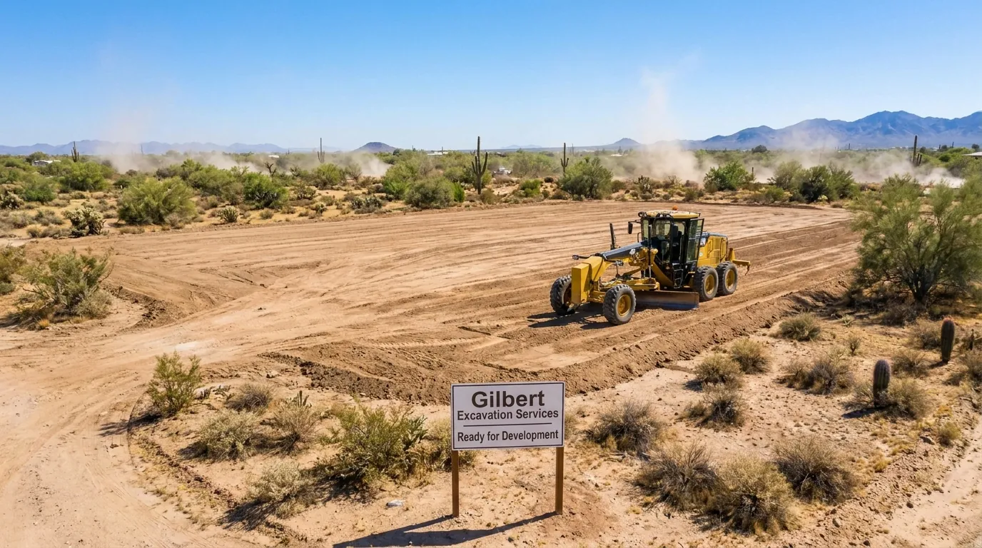Cleared desert lot ready for grading near Gilbert, Arizona
